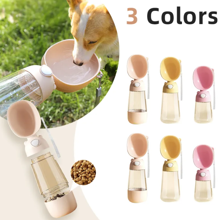 Portable Dog Water Bottle & Feeder for Pets, Travel Water Dispenser and Bowl